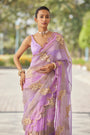 Mauve Multicolor Flower Saree Set