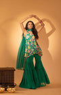 A Embroidered Sharara Set With Peplum And Duptta