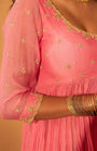 A Rose Pink Anarkali Set With Pants And Duptta