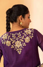 A Purple Hand Embroidered Anarkali Set With Pants