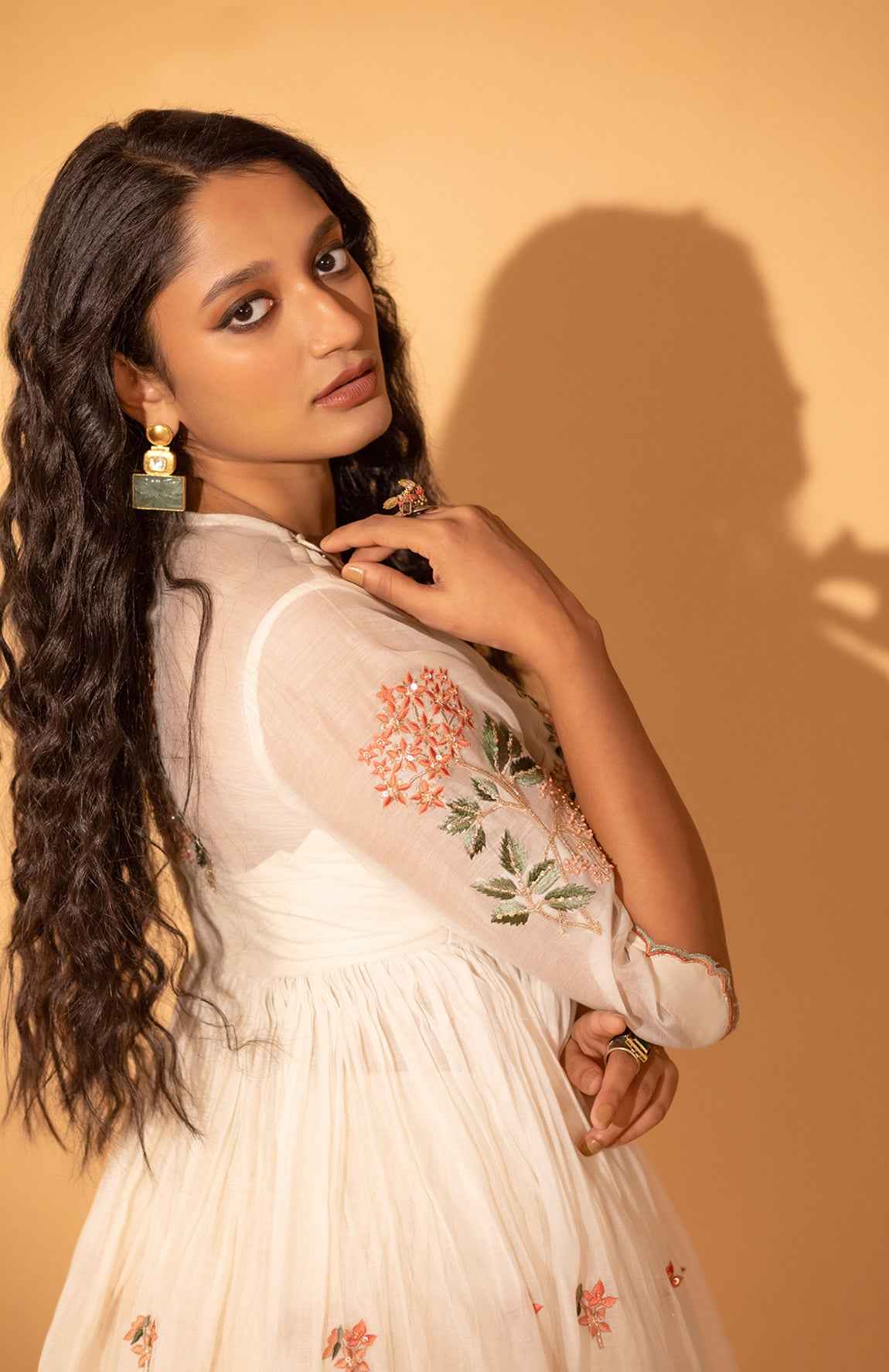 A Skirt Set With Embroidered Peplum And Duptta