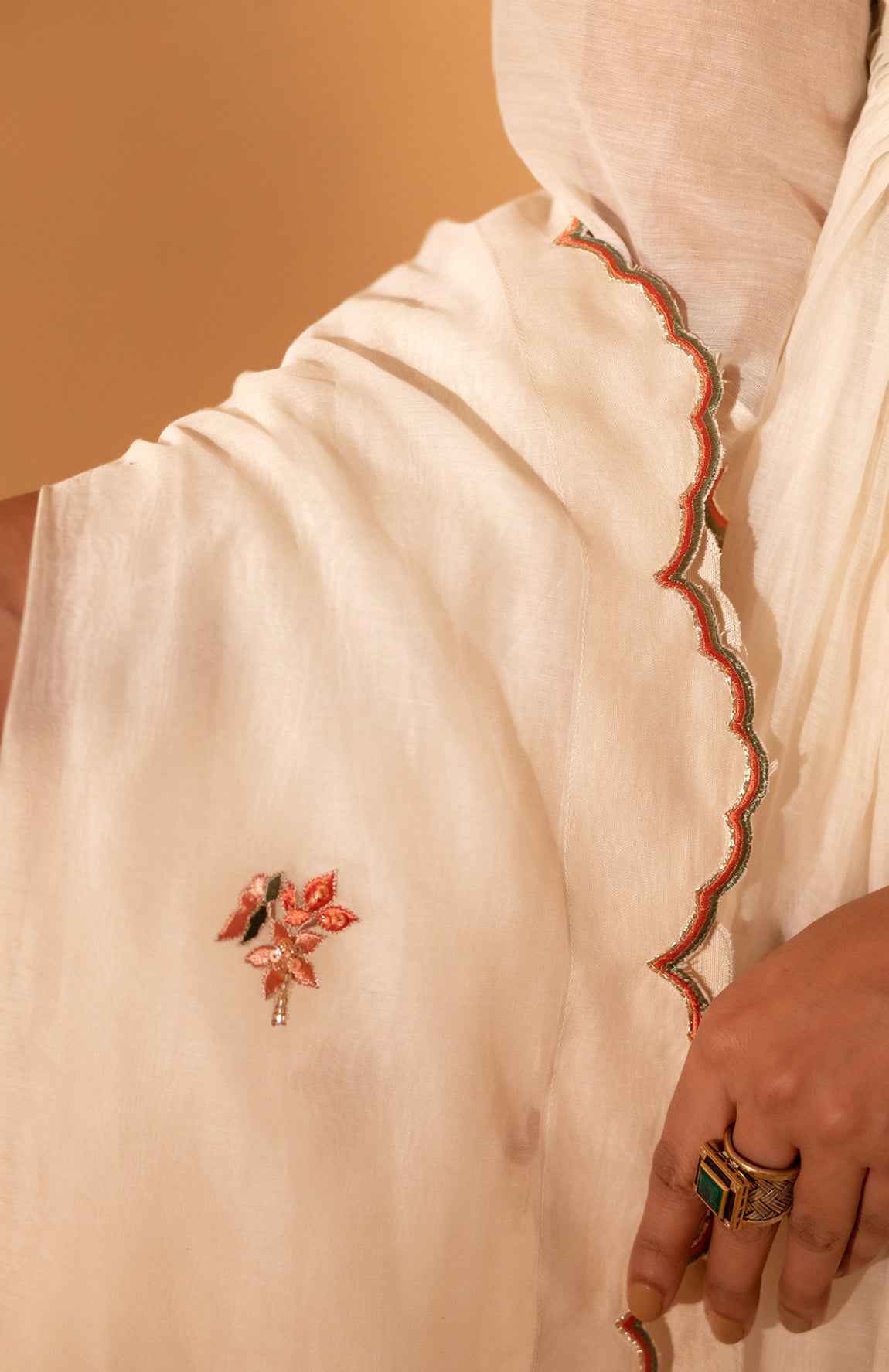 A Skirt Set With Embroidered Peplum And Duptta