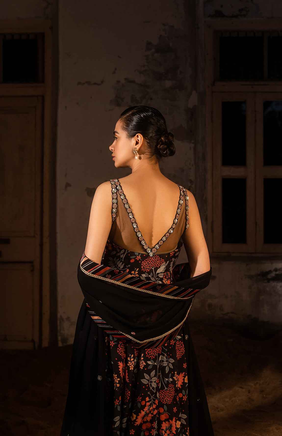 Black Hand Embroidered Anarkali With Duptta