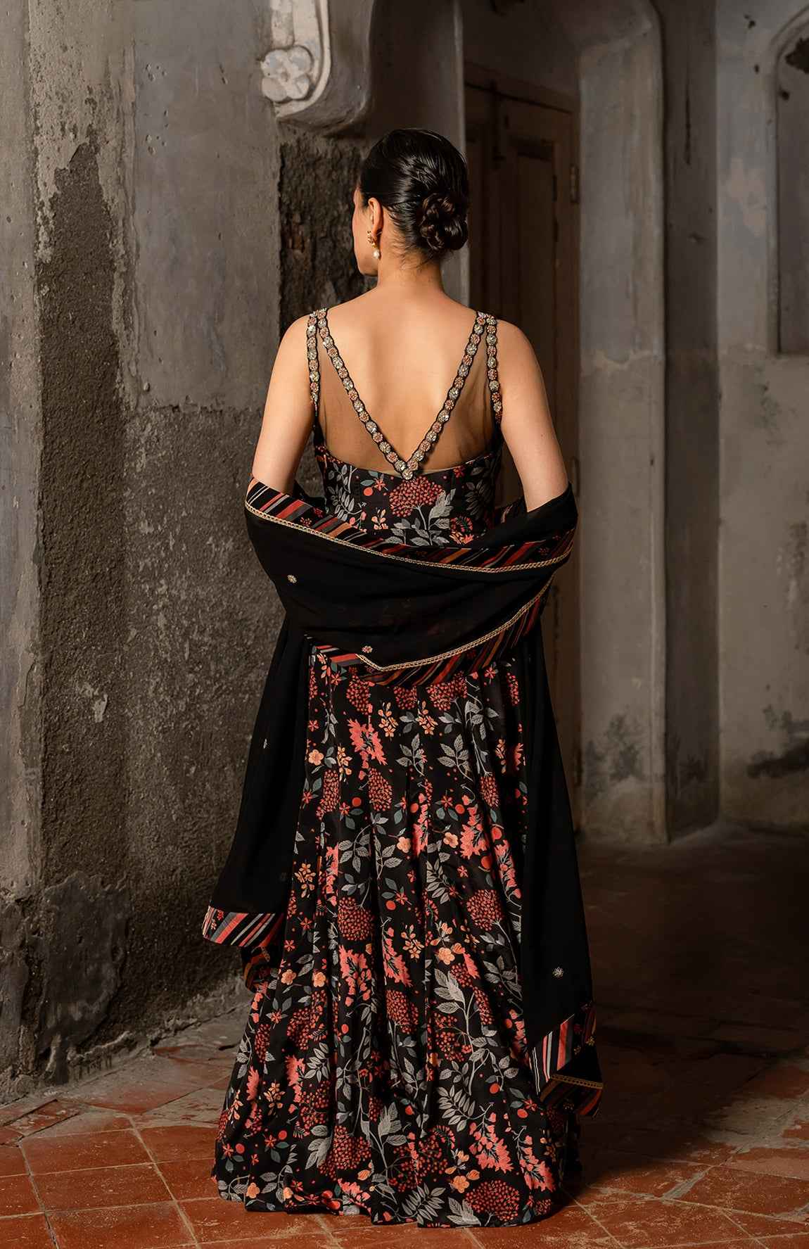 Black Hand Embroidered Anarkali With Duptta