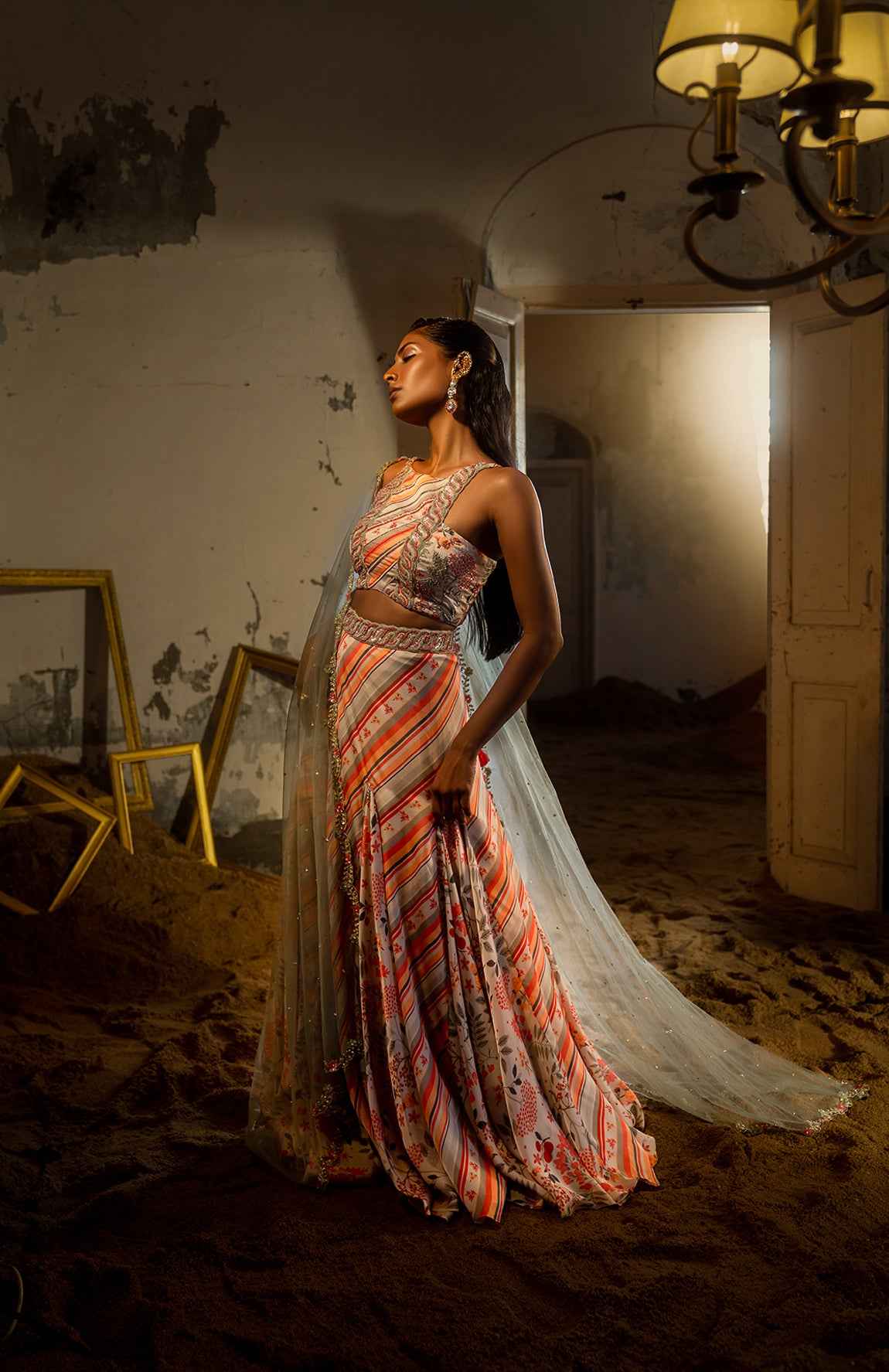 A Hand Embroidered Lehenga Set Paired With Blouse And Duptta