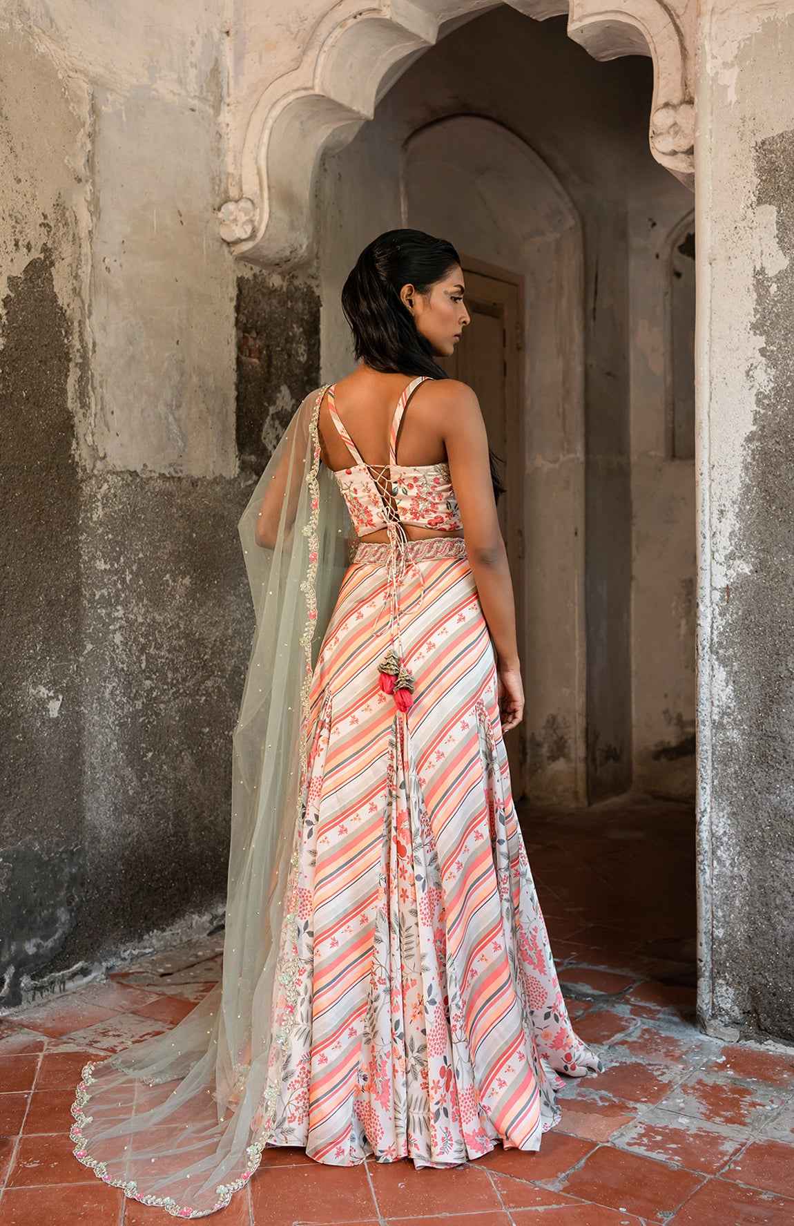 A Hand Embroidered Lehenga Set Paired With Blouse And Duptta