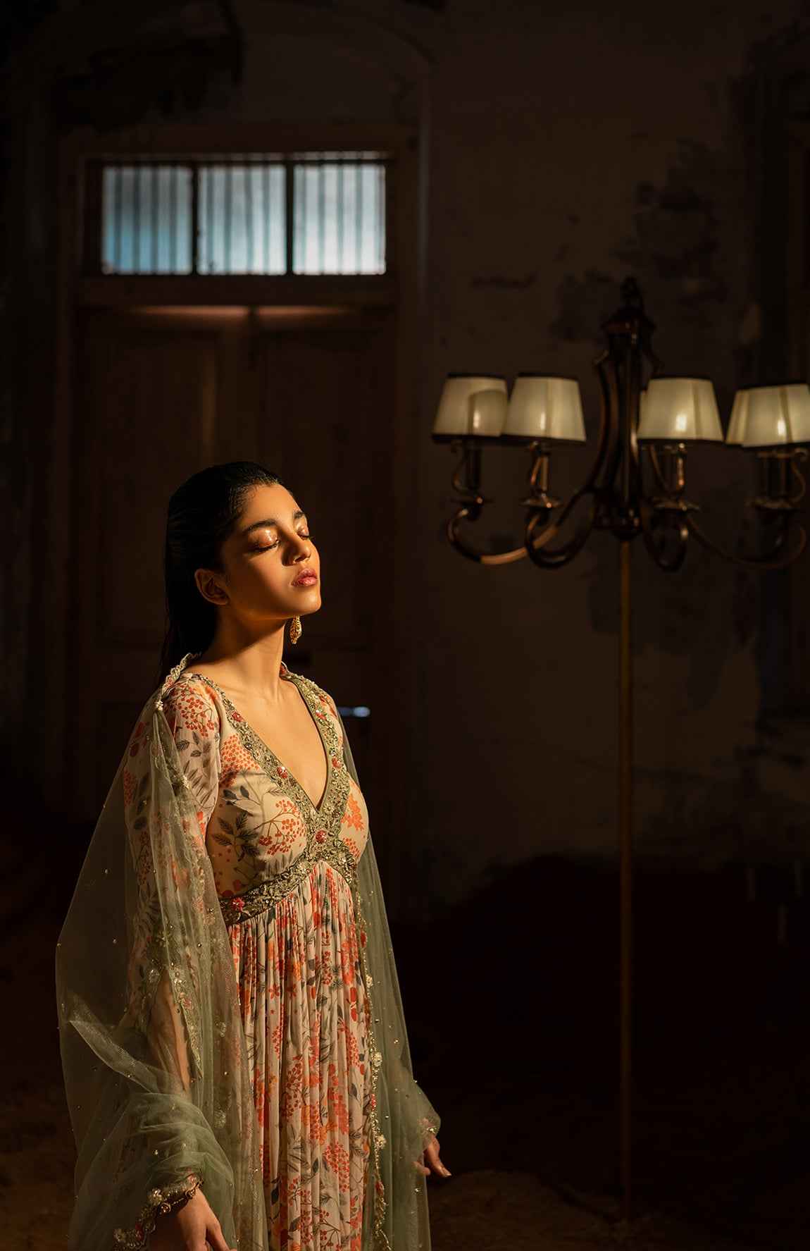 A Ivory Printed Hand Embroidered Anarkali With Duptta