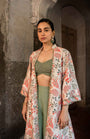 Floral Printed Jacket Set With Bustier And Plazzo Pants
