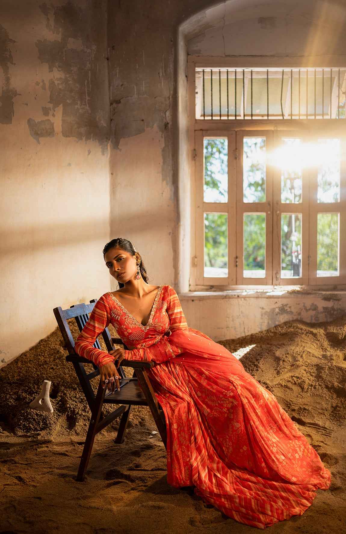 A Red Side Cut Anrkali And Duptta