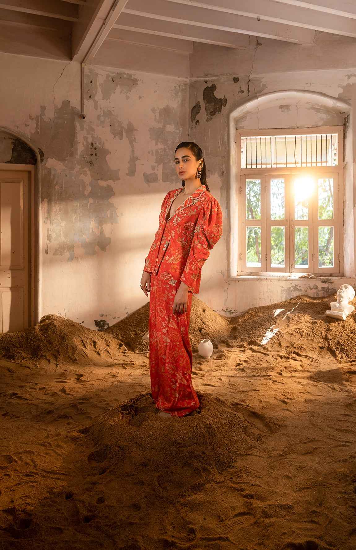 A Floral Printed Blazer And Pants