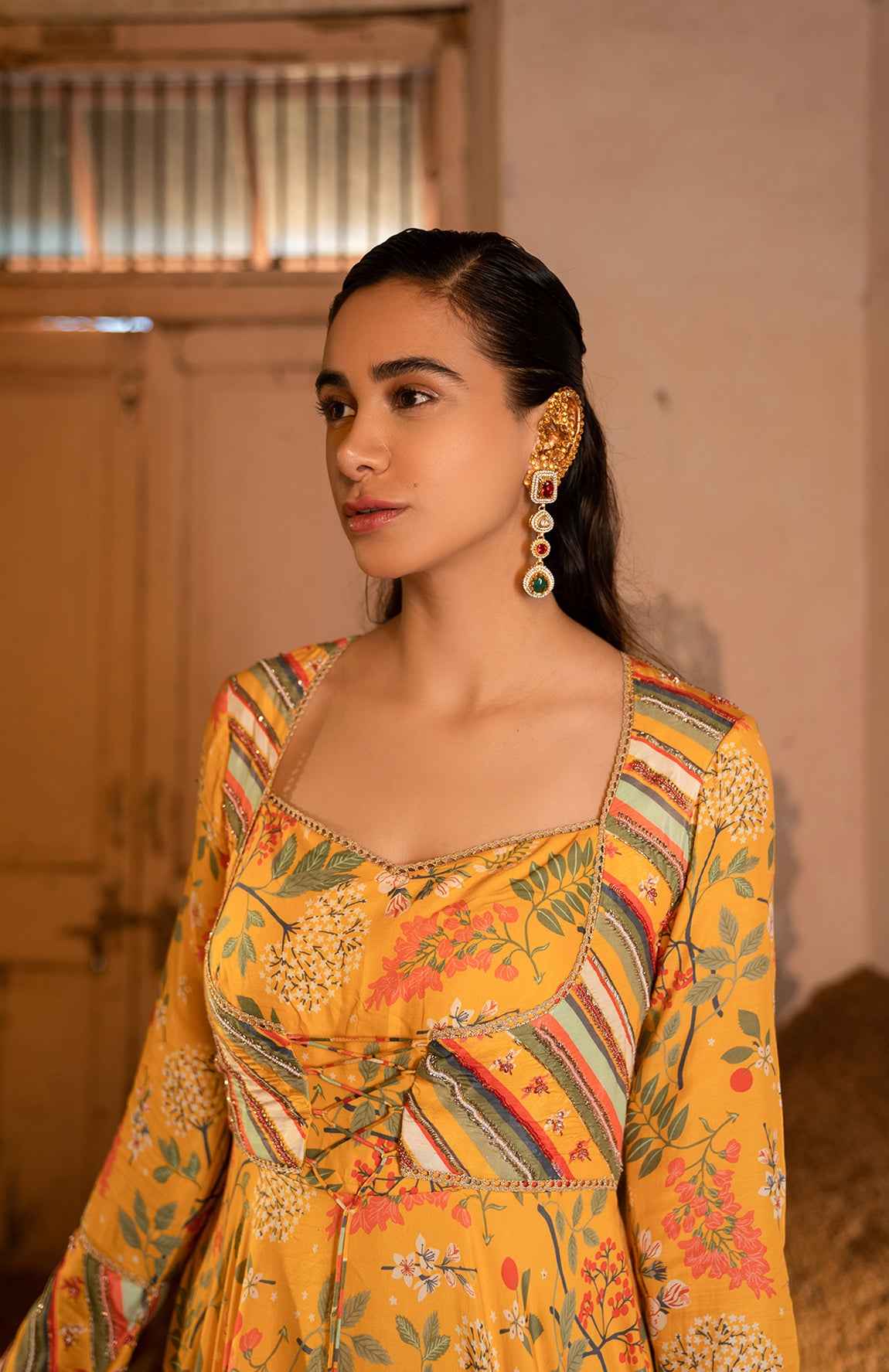 A Printed Koti Style Anarkali With Duptta