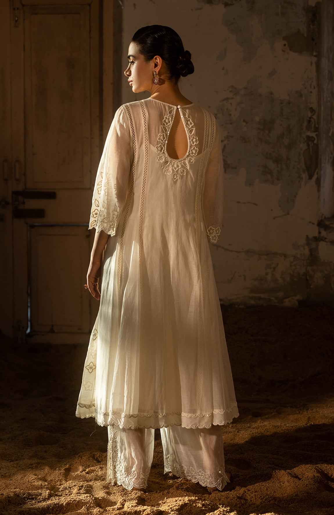 A Hand Embroidered Kurta Set With Pants