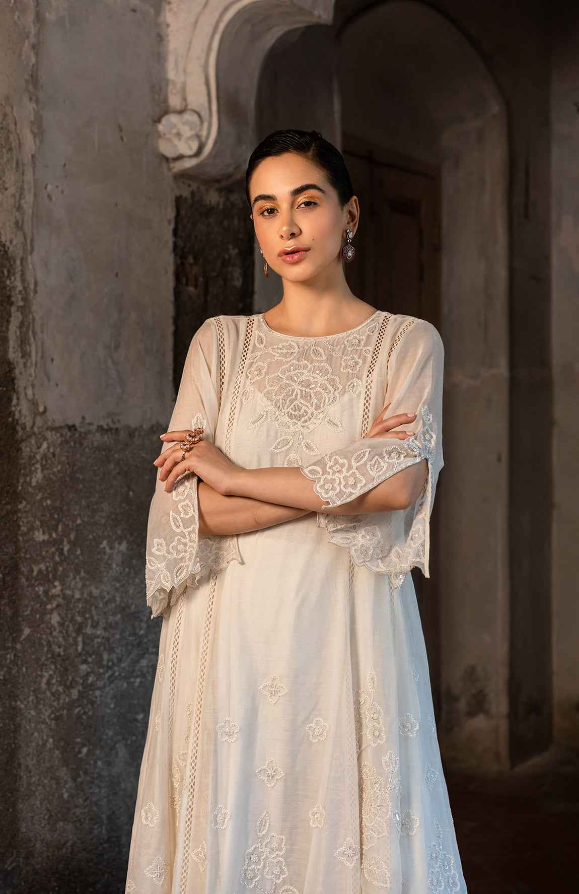 A Hand Embroidered Kurta Set With Pants