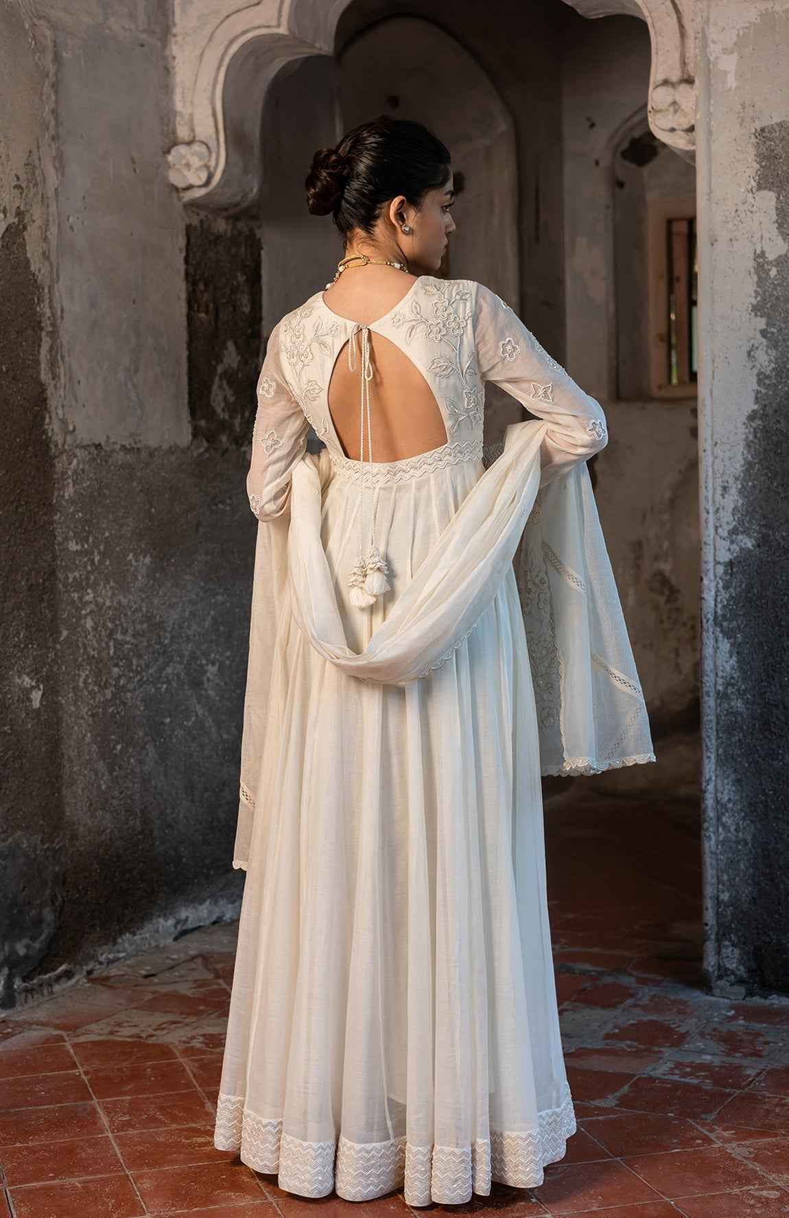 A High Neck Anarkali With Duptta