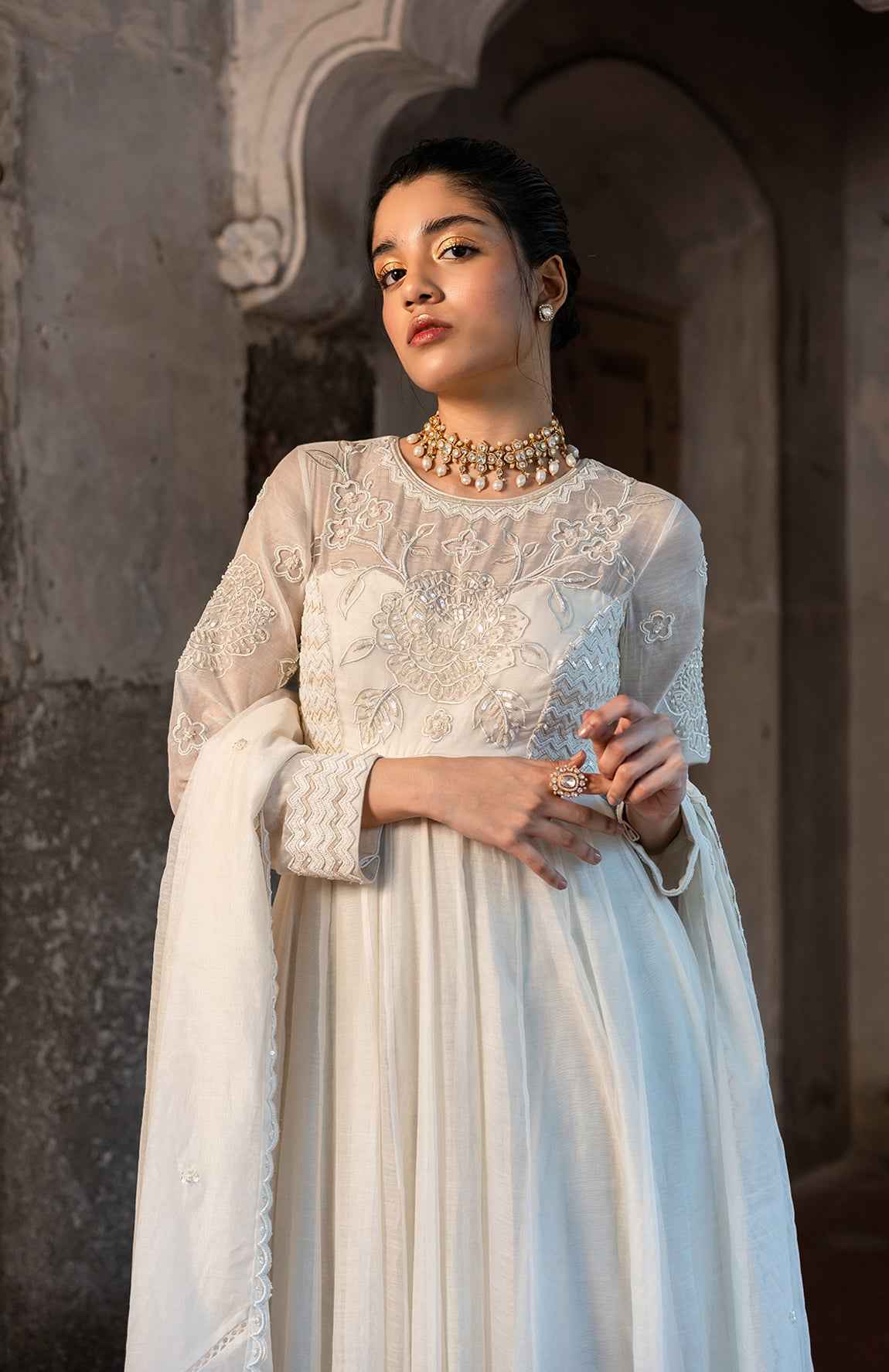 A High Neck Anarkali With Duptta