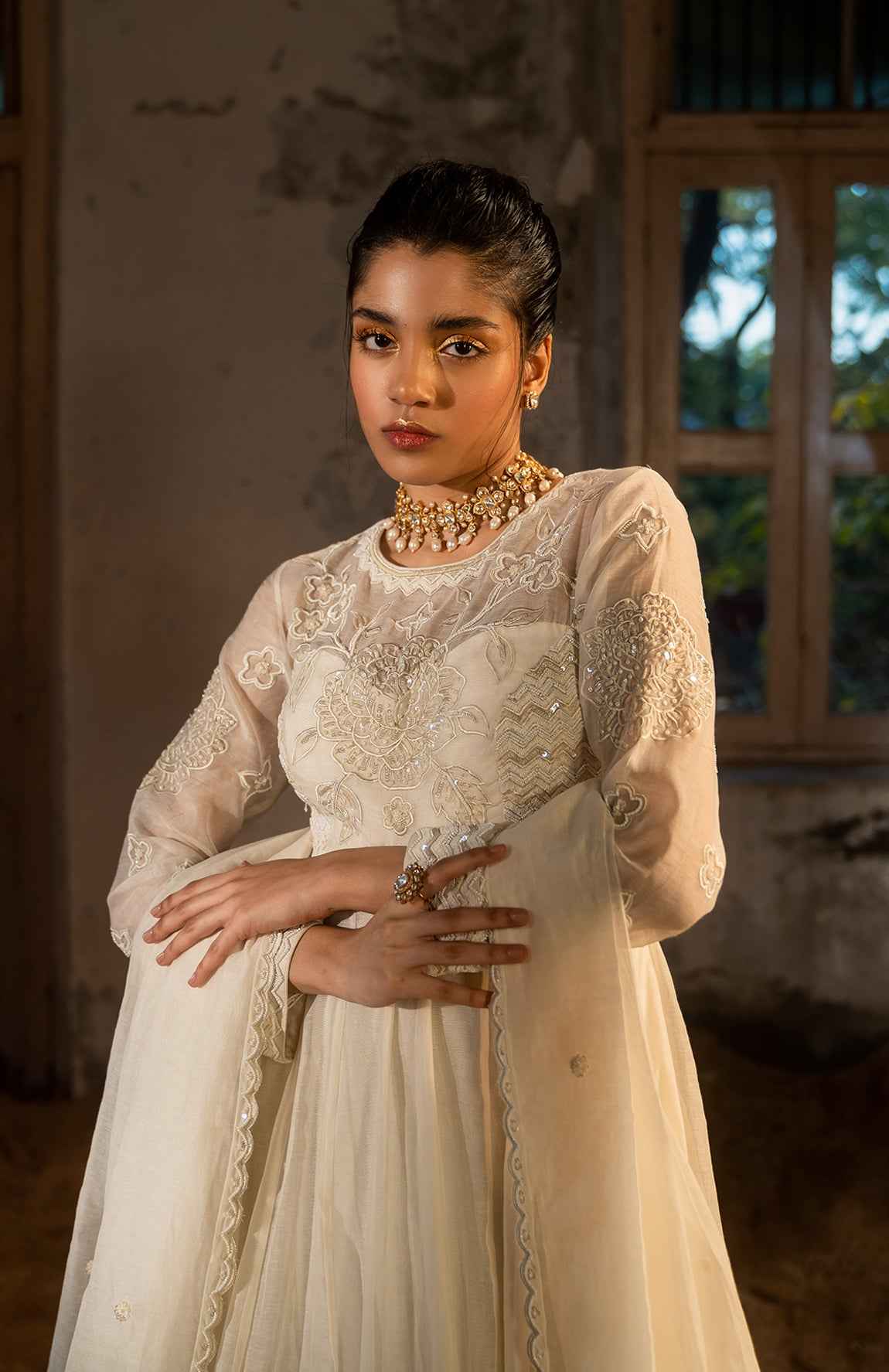 A High Neck Anarkali With Duptta