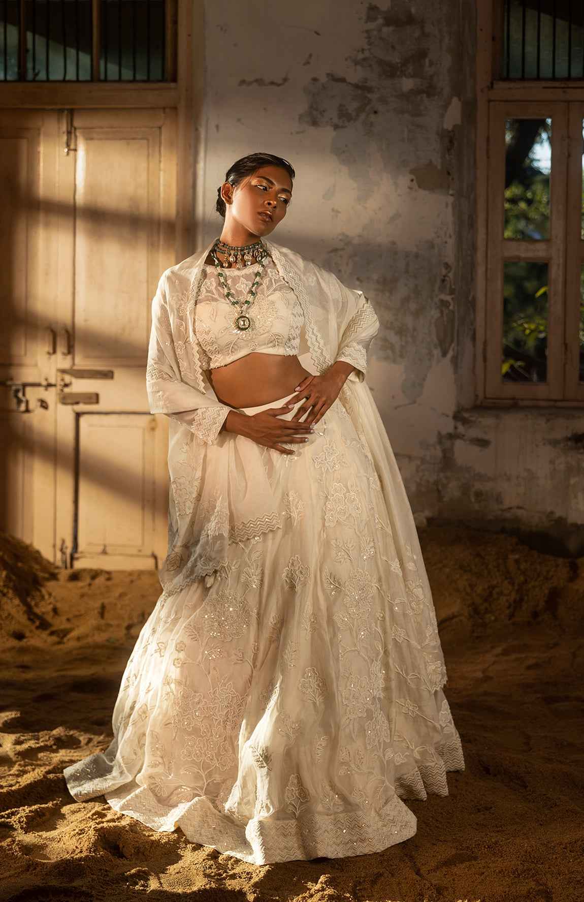 A Hand Embroidered Lehenga Set Paired With Blouse And Duptta