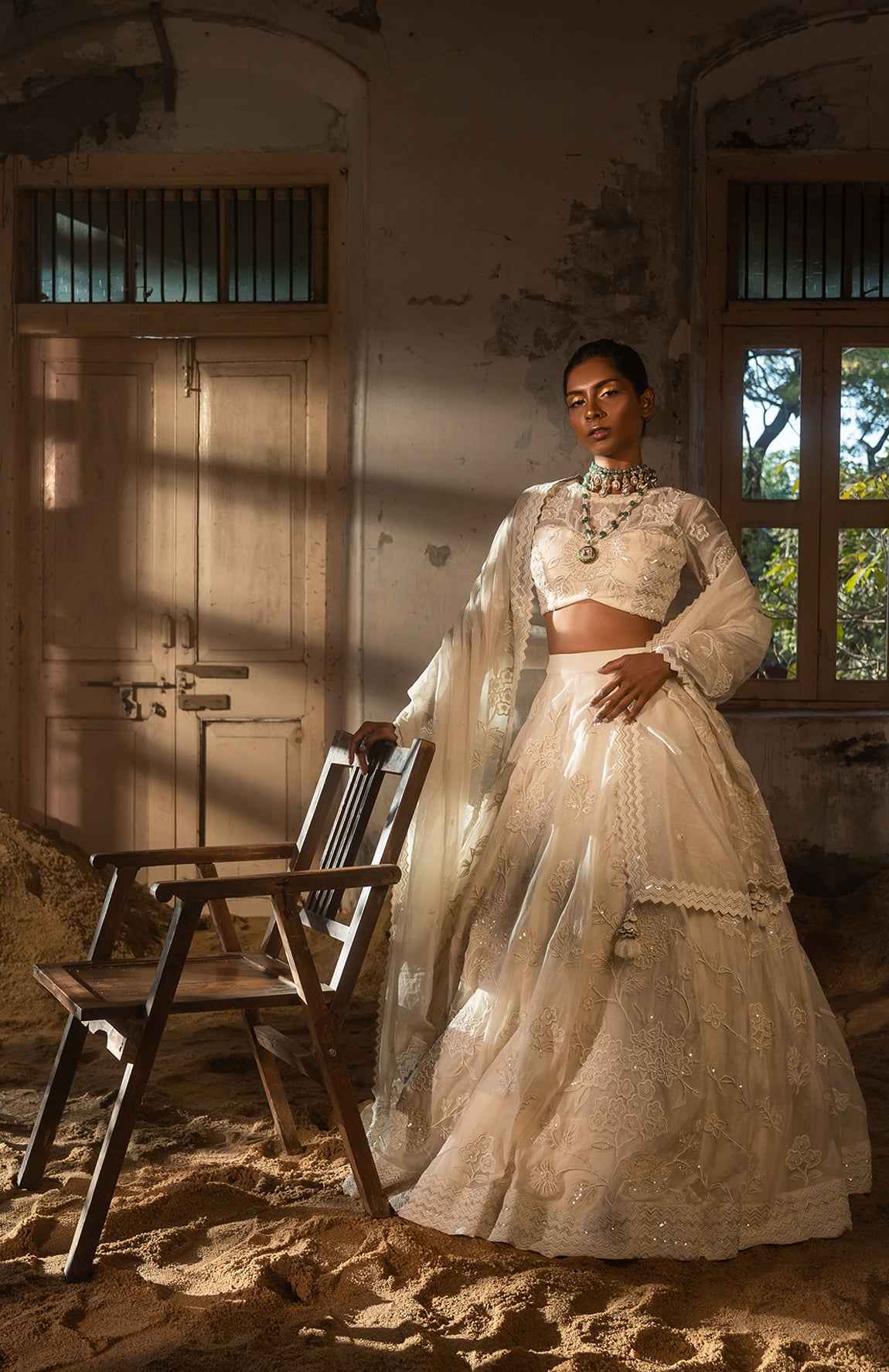 A Hand Embroidered Lehenga Set Paired With Blouse And Duptta