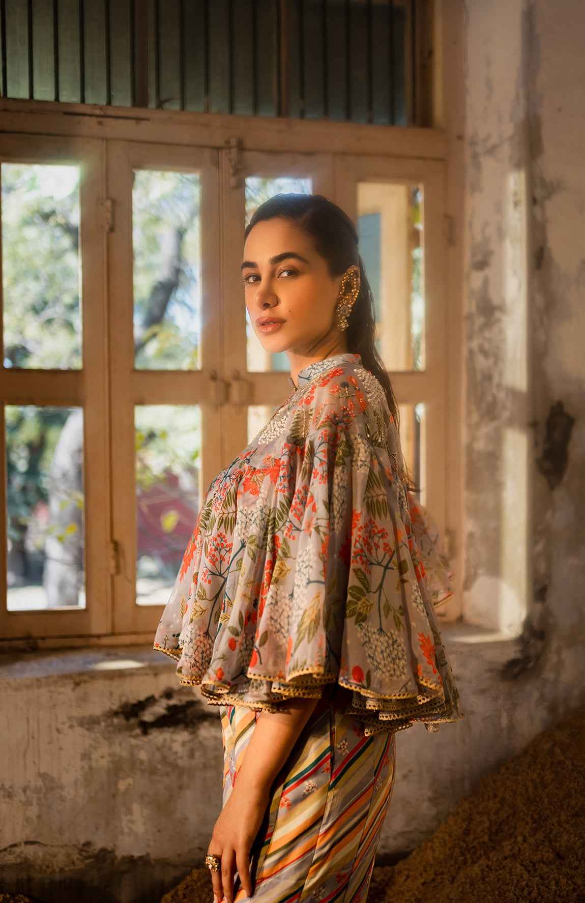 A Jumpsuit Paired With Hand Embroired Cape