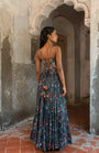 A Printed Teal Blue Maxi Dress