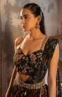A Draped Indo Western Saree Set Paired With Bustier And Style With Belt