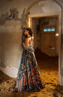A Printed Teal Blue Lehenga With Hand Embroidered Blouse And Duptta