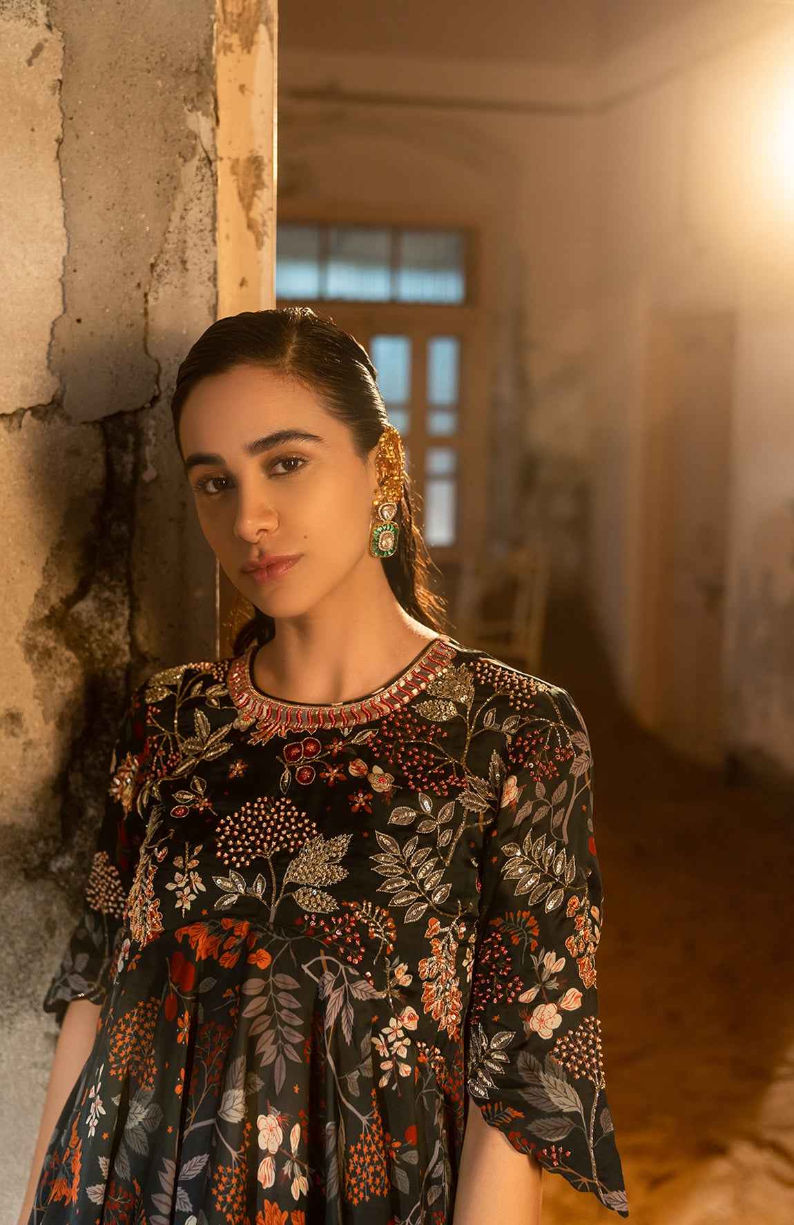 A Printed Peplum Paired With Dhoti Pants