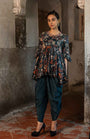 A Printed Peplum Paired With Dhoti Pants