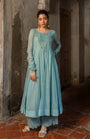 A Powder Blue Anarkali Paired With Pants