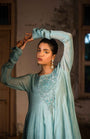 A Powder Blue Anarkali Paired With Pants