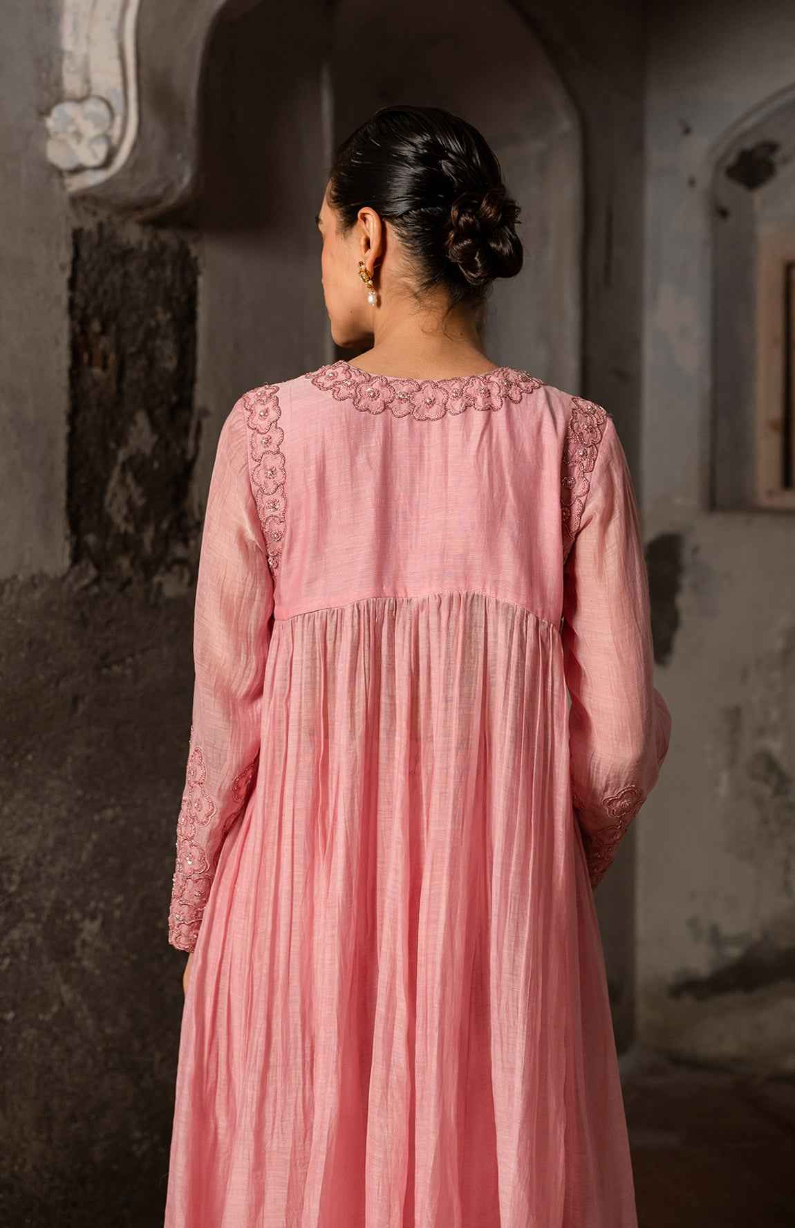 A Baby Pink Kurta Set With Pants