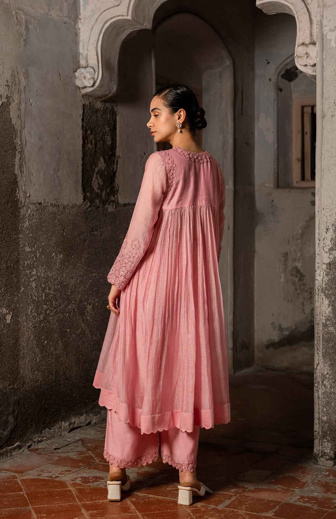 A Baby Pink Kurta Set With Pants