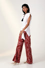 Martina Ii - Bow Clutch Top With Printed Bell Bottoms