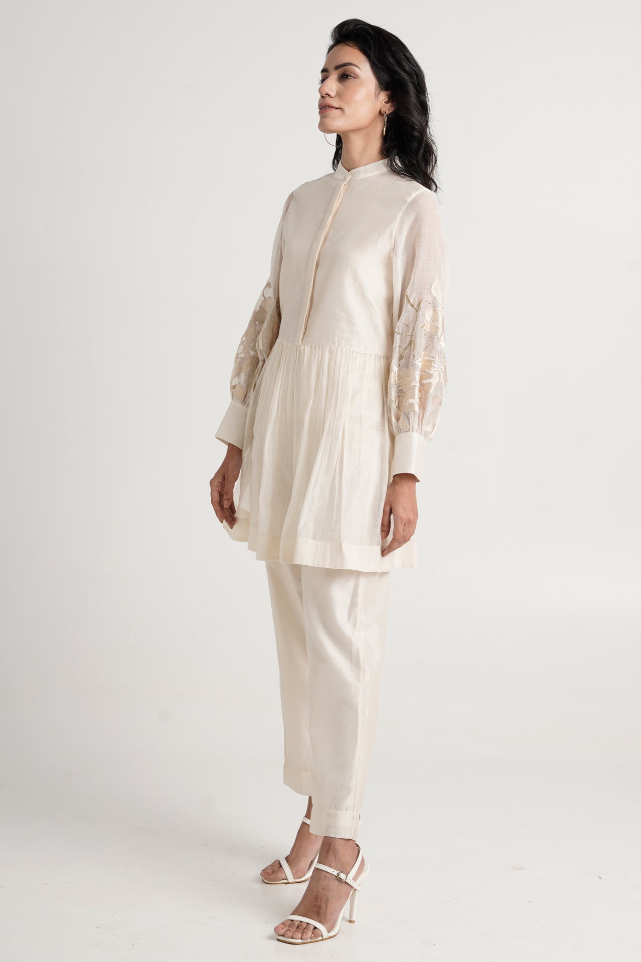 Micro-Gathered Peplum Tunic Set