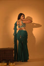 A Pre-Draped Saree Set Paired With Hand Embroidered Blouse And Belt