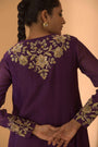 A Purple Hand Embroidered Anarkali Set With Pants