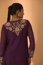 A Purple Hand Embroidered Anarkali Set With Pants