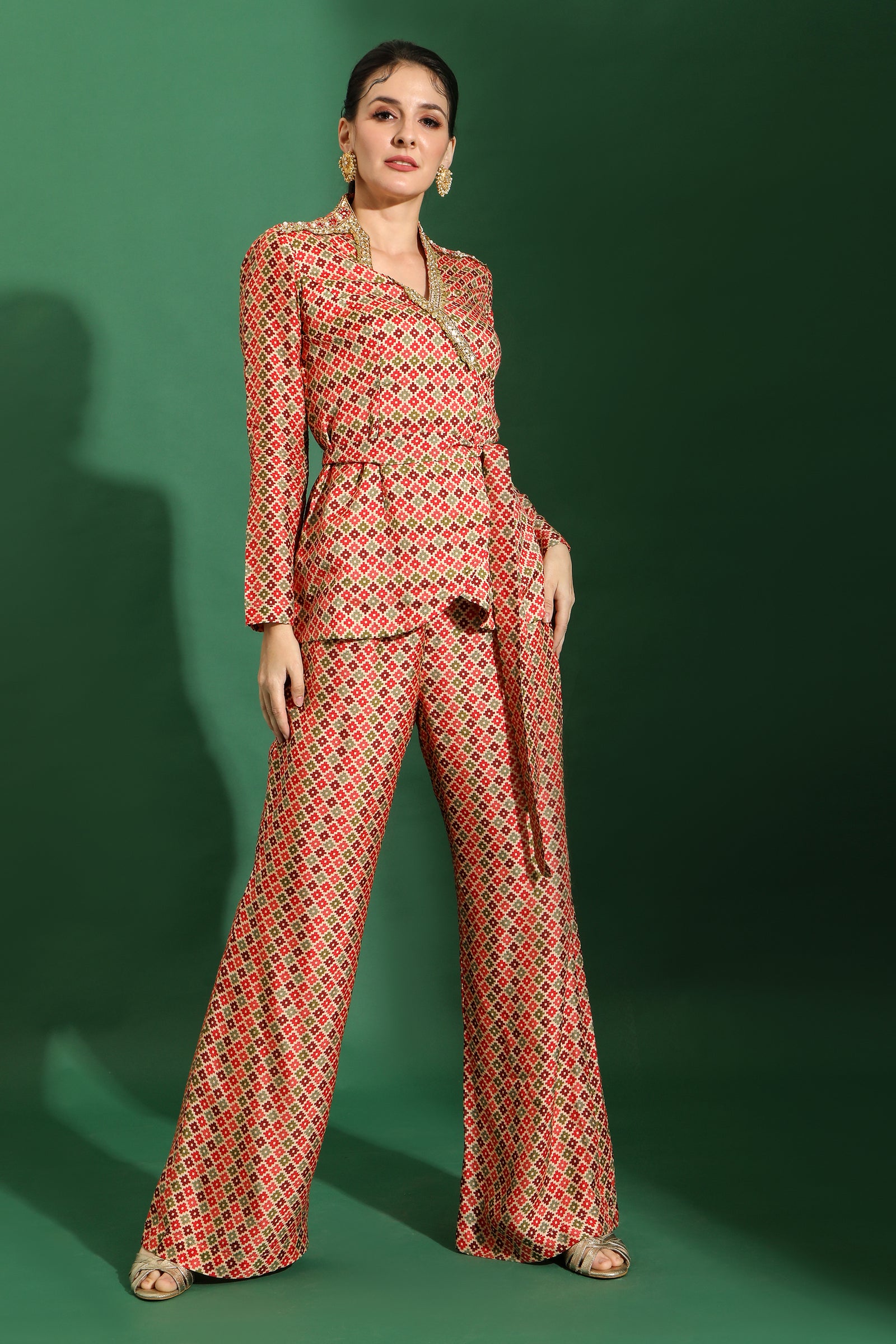 Geometric printed pant suit