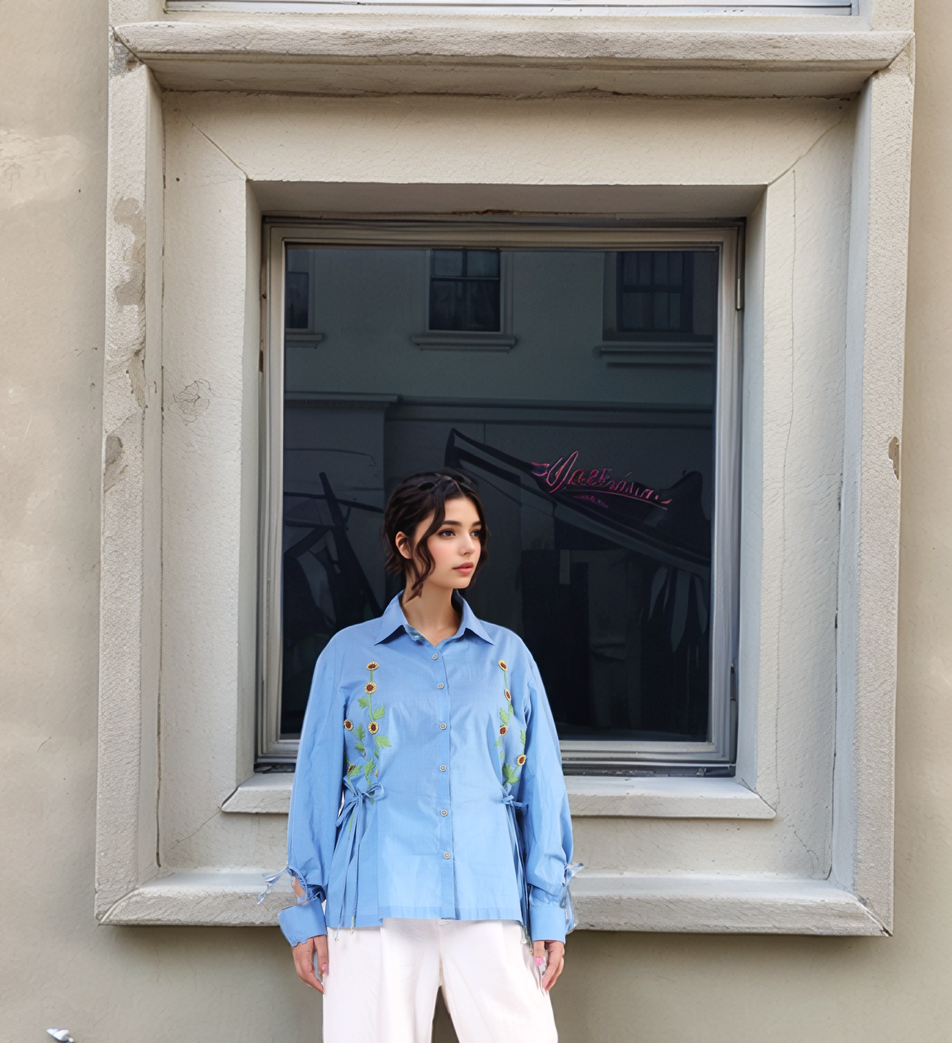 Teapot Blue Drop-Shoulder Shirt