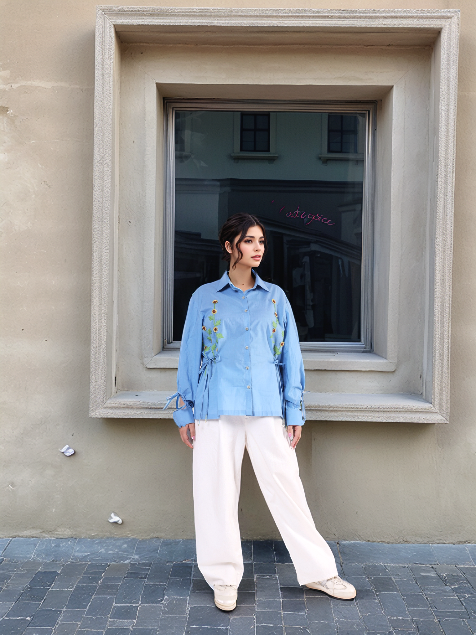 Teapot Blue Drop-Shoulder Shirt