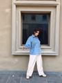 Teapot Blue Drop-Shoulder Shirt