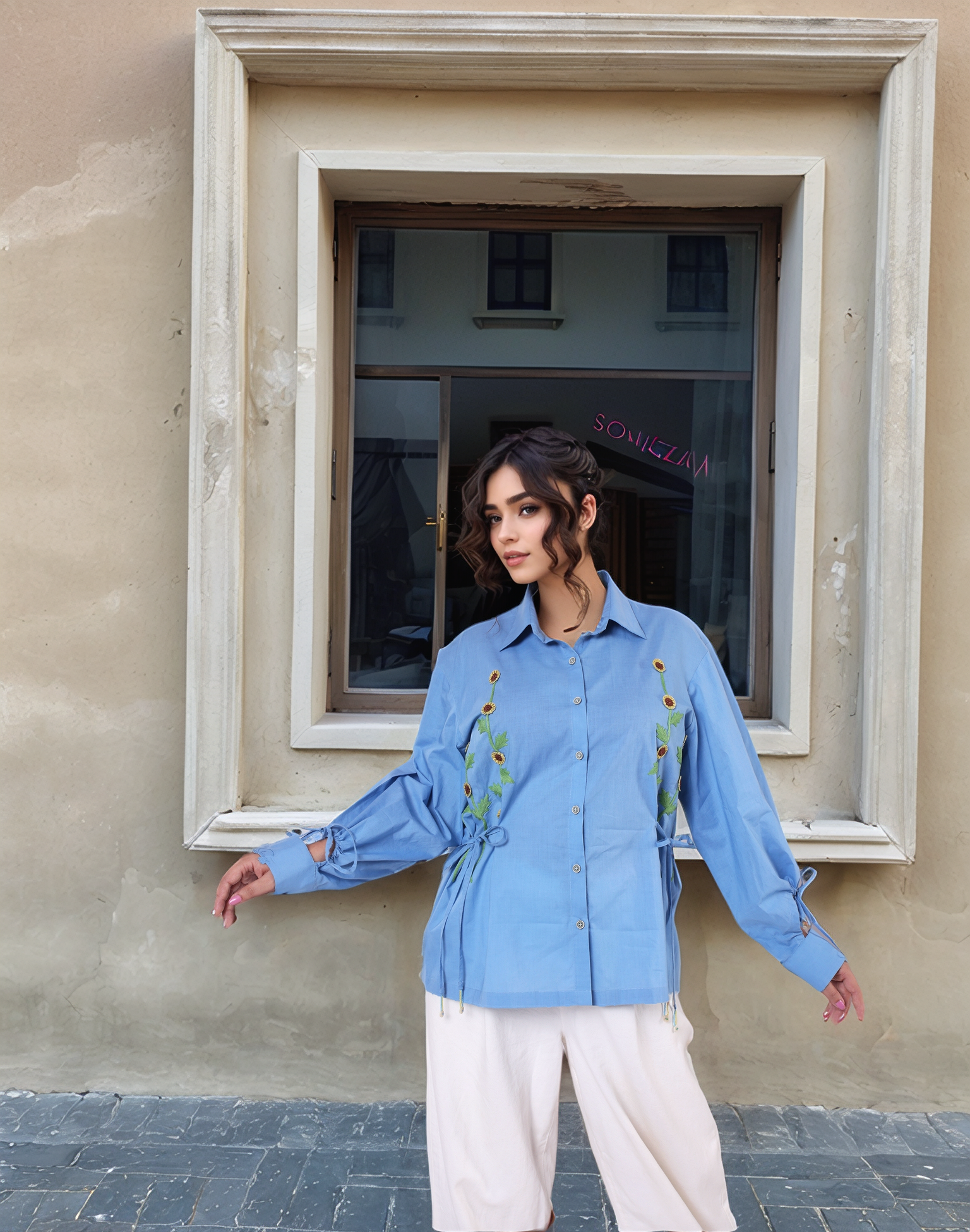 Teapot Blue Drop-Shoulder Shirt