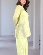 Creamy Avocado Green Embroidered Tunic With Farshi Salwar