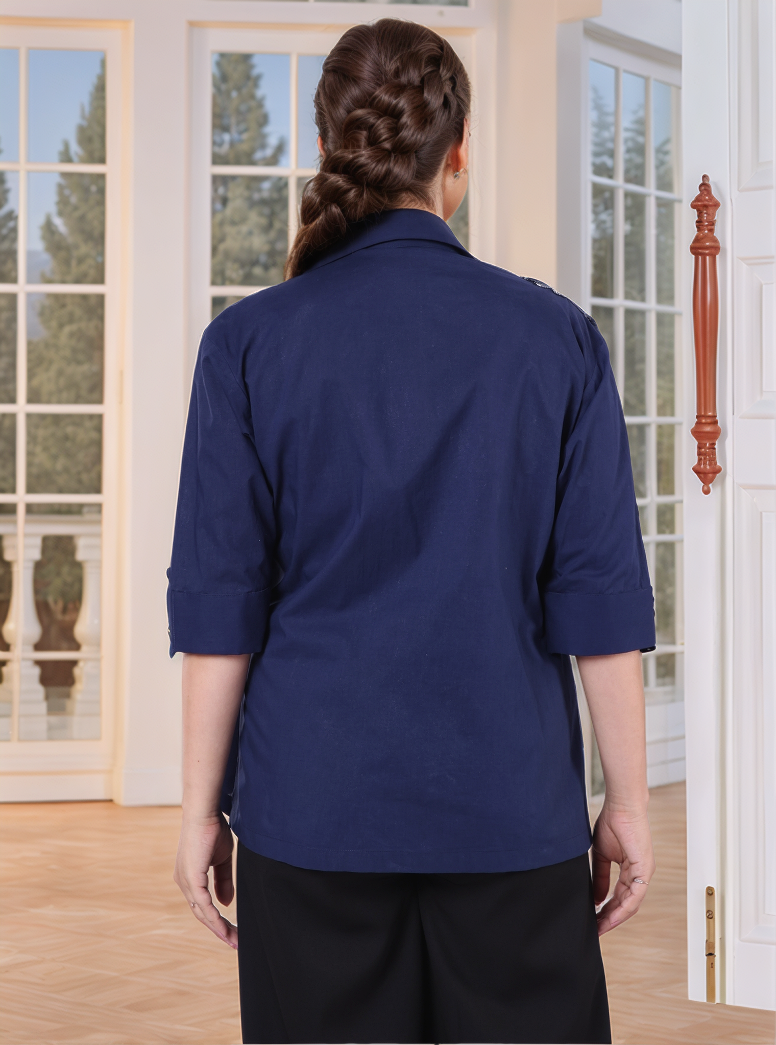 Dark Blue Drop-Shoulder Shit