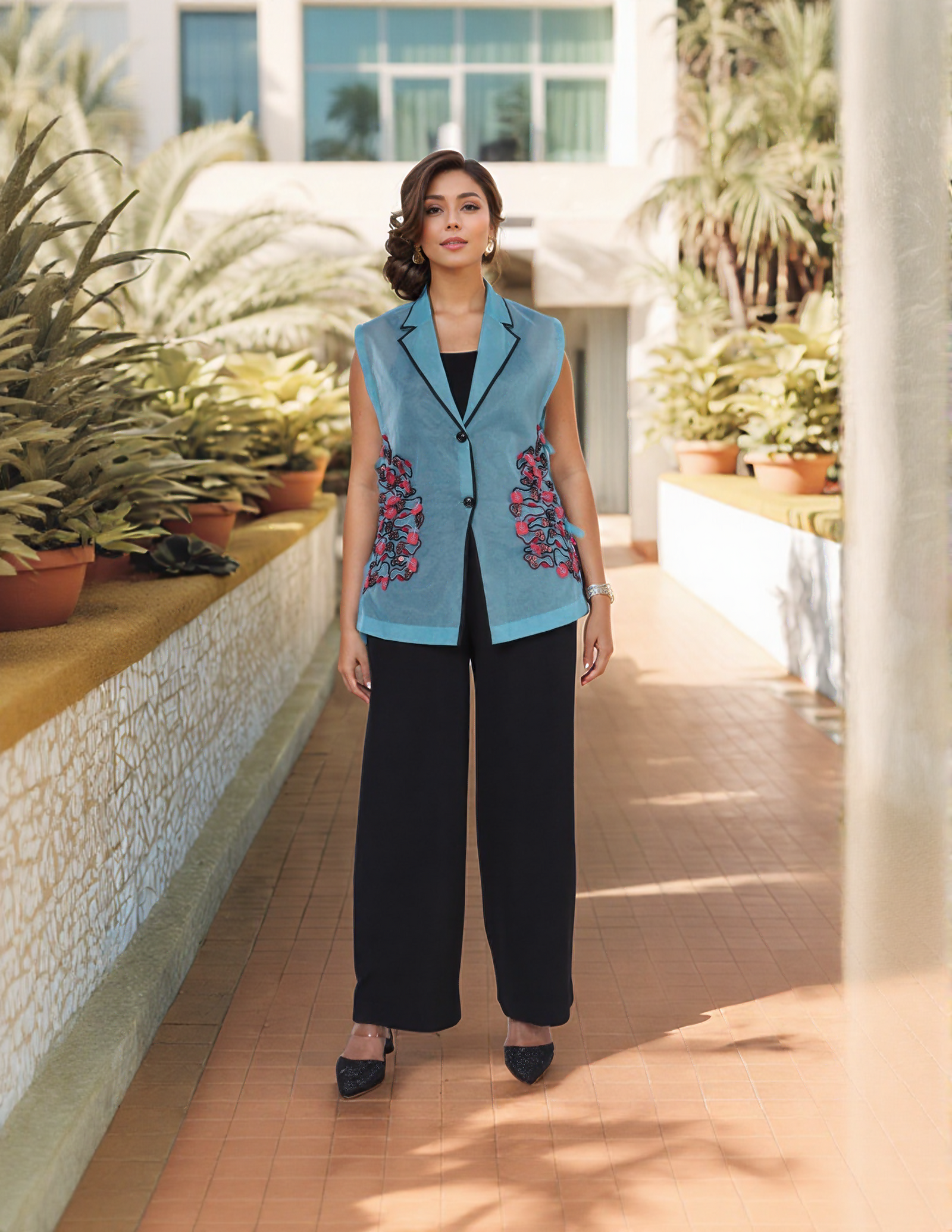 Turquoise Organza Co-Ord Set