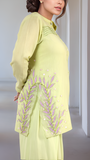 Creamy Avocado Green Embroidered Tunic With Farshi Salwar