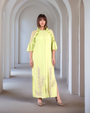 Creamy Avocado Green Embroidered  Dress