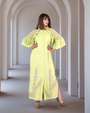 Creamy Avocado Green Embroidered  Dress