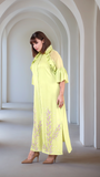 Creamy Avocado Green Embroidered  Dress