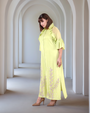 Creamy Avocado Green Embroidered  Dress